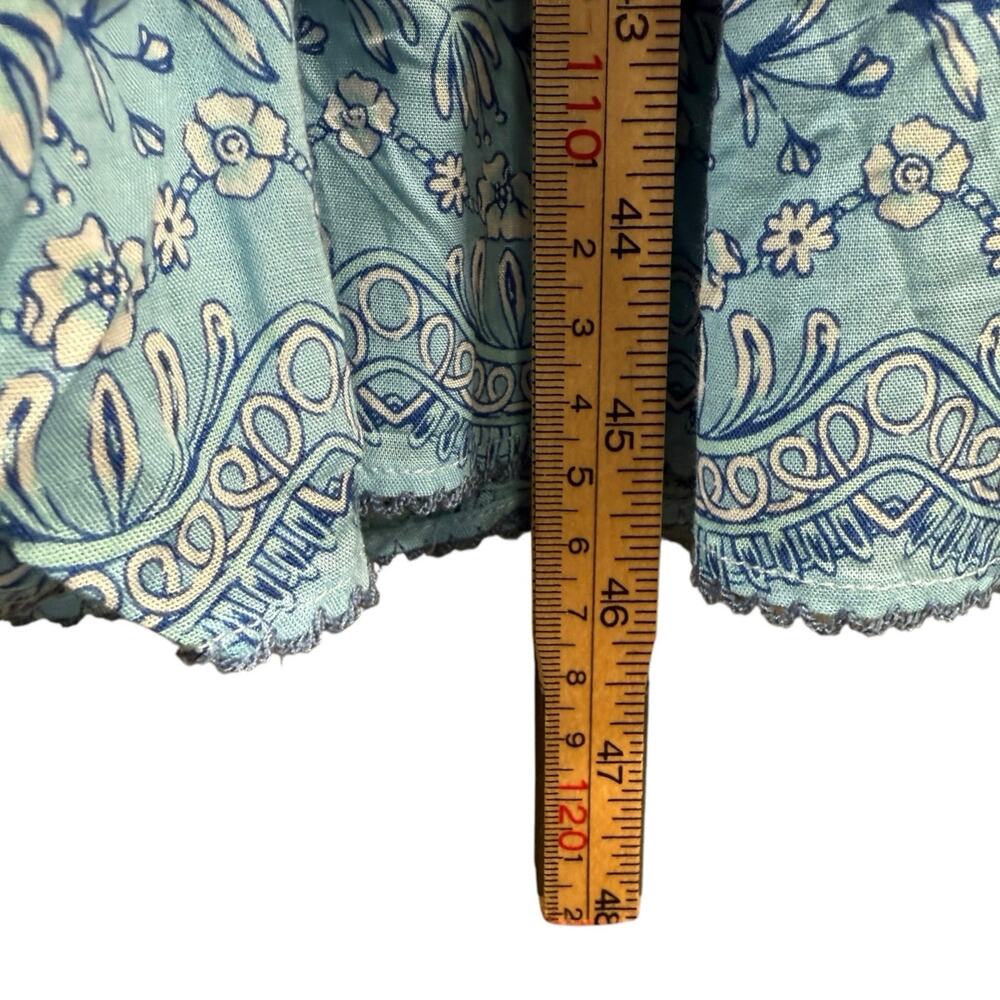 Poupette St Barth Floral Boho Midi Dress Blue Orange Print Size XS Romantic - Picture 11 of 14